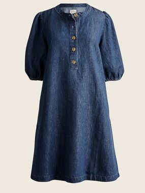 J.Crew Denim Puff-Sleeve Tunic Dress - Blue
